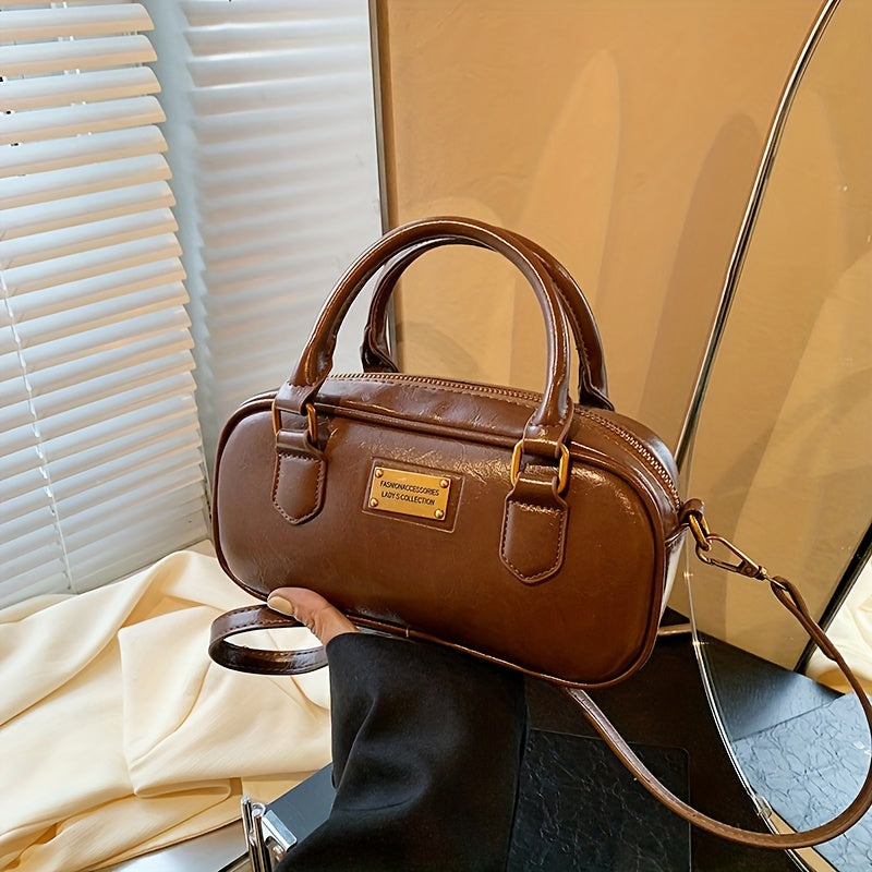 Ayollar uchun Chic va Minimalist Boston sumkasi, ajratiladigan belbog' bilan, zip yopilishi va bir nechta ranglarda polyester astar.