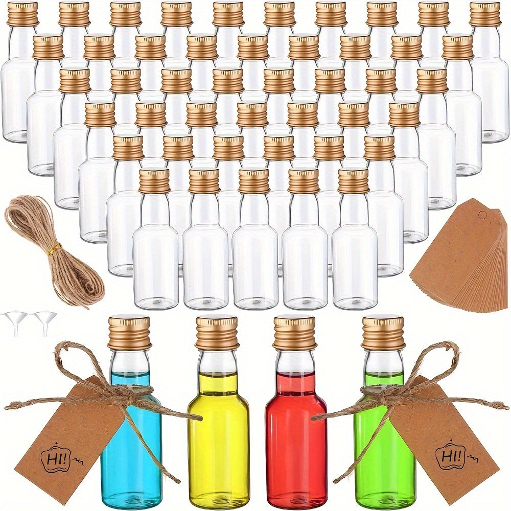 60 ta Mini Plastik Spirtli Ichimliklar Shishasi - 25ml/50ml Bo'sh Shishalar, Qopqoq bilan, Spirtli Ichimliklar, Sous, Partiya Sovg'alari uchun Suv O'tkazmaydigan. Oziq-ovqat bilan Aloqada Bo'lish uchun Oziq-ovqat Sifatida.