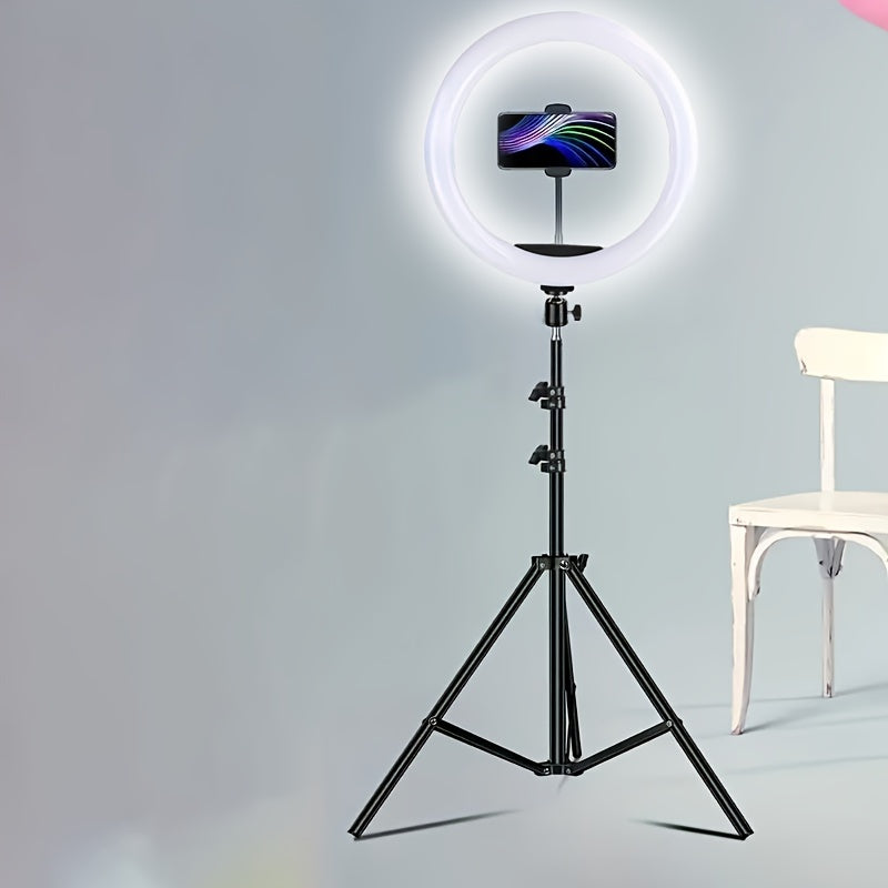 12-Inch LED Selfie Ring Light with Tripod Stand and Phone Holder USB Powered Adjustable Brightness