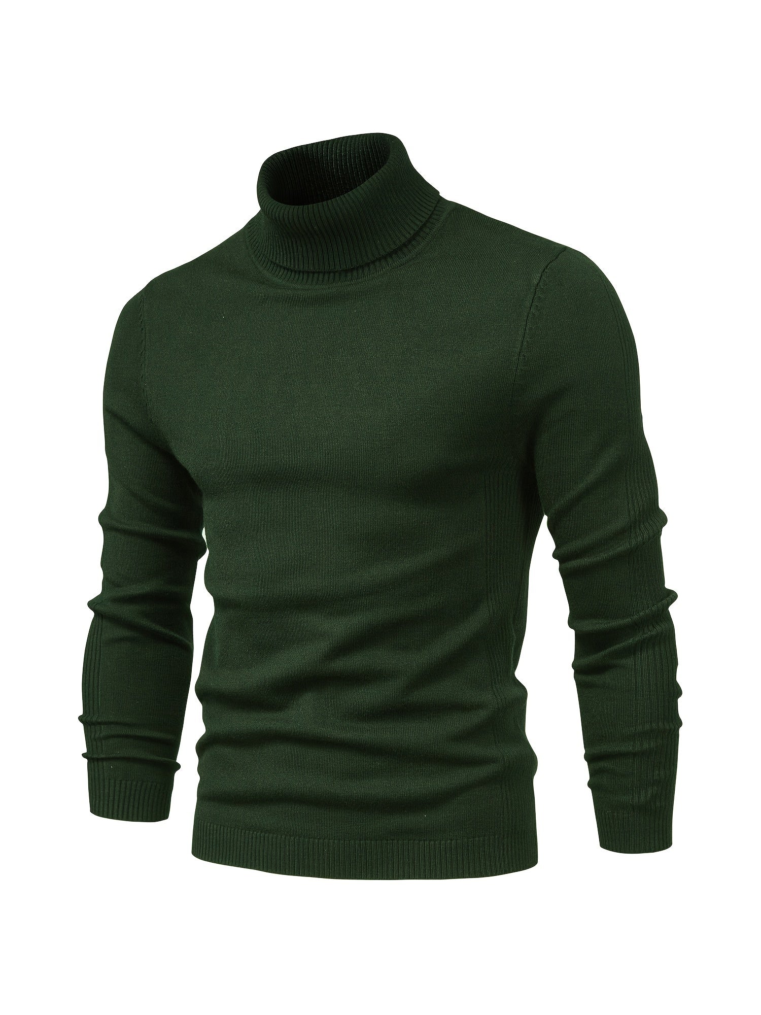 Men's High Stretch Viscose Turtleneck Sweater Solid Color Winter Casual Skinny