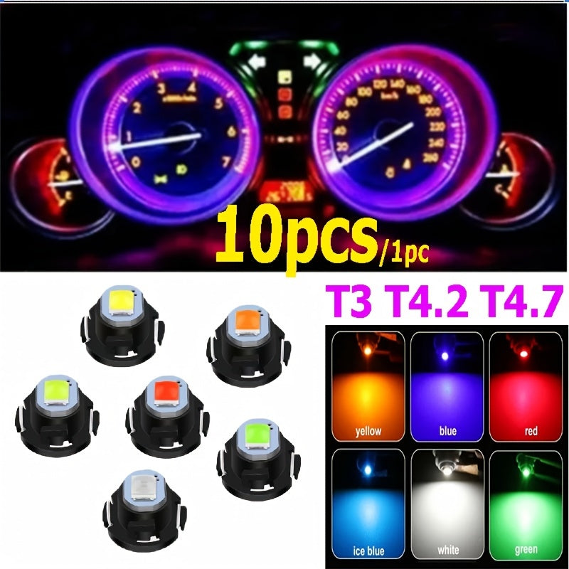 10Pcs T3 T4.2 T4.7 LED Bulb Car Interior Dashboard Indicator Lights