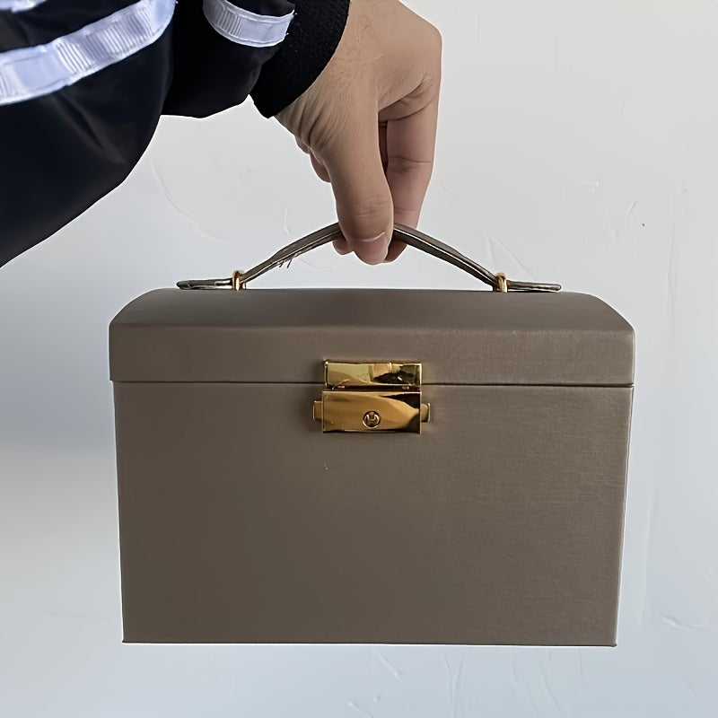 Leather Jewelry Organizer with Multiple Compartments for Necklaces and Earrings