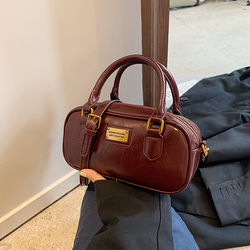 Ayollar uchun Chic va Minimalist Boston sumkasi, ajratiladigan belbog' bilan, zip yopilishi va bir nechta ranglarda polyester astar.