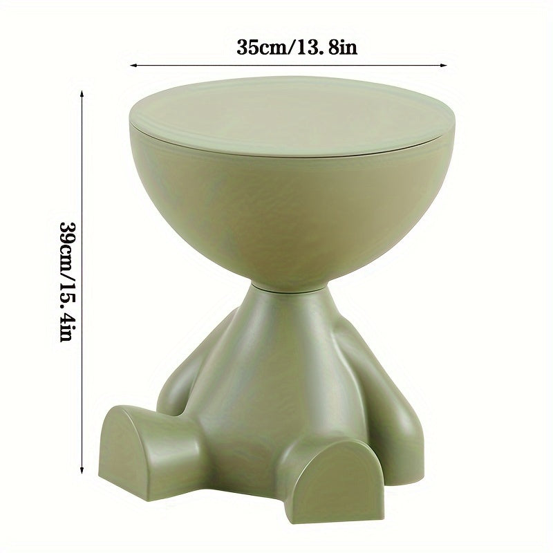 Cream-Style Round Side Table Lightweight Plastic Multi-Functional Ottoman for Living Room Bedroom Kitchen in Various Colors