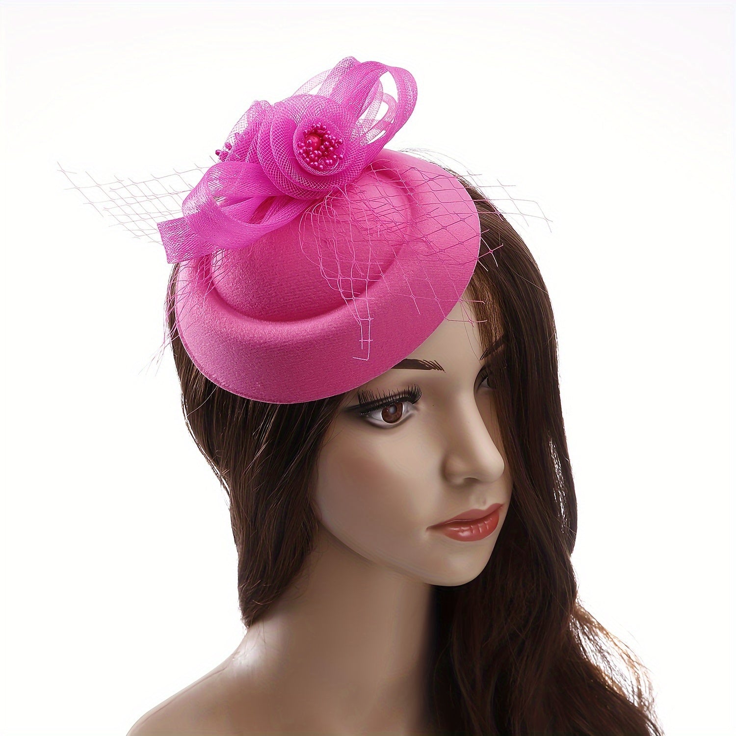 Women's Flower Mesh Fascinator with Bow for Tea Parties Weddings and Events