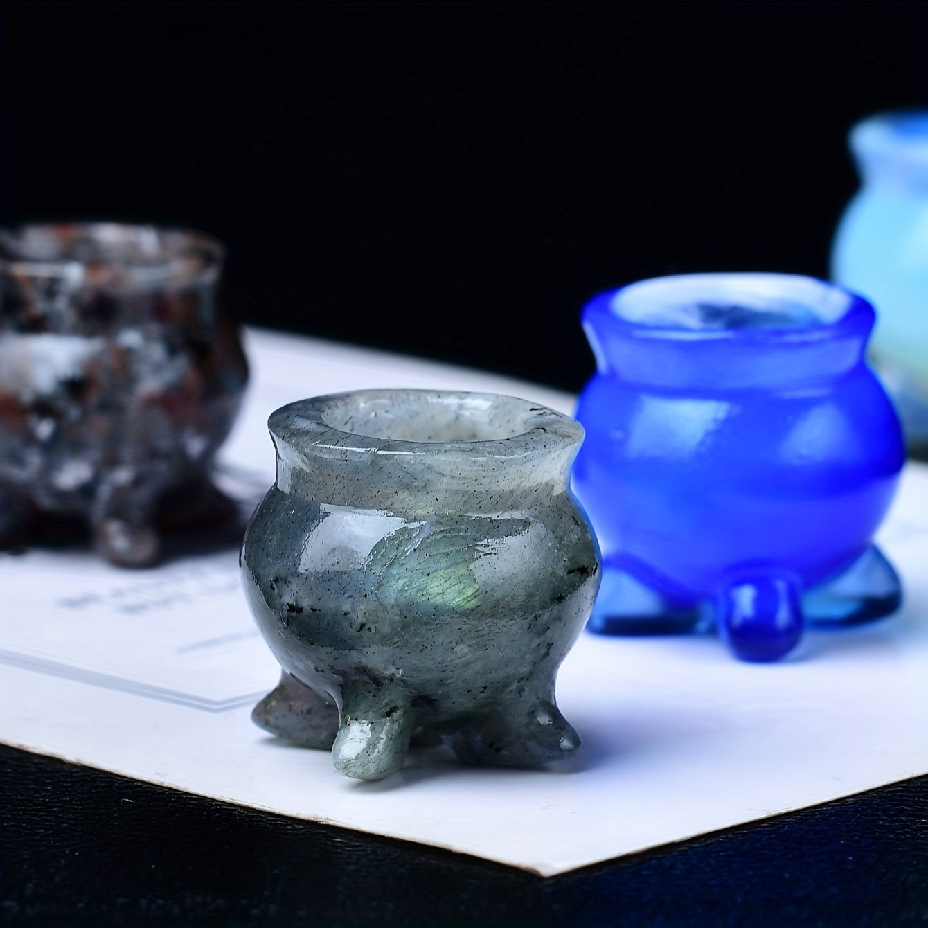 Animal Stone Carving Censer Pocket Gift Moonstone 3cm