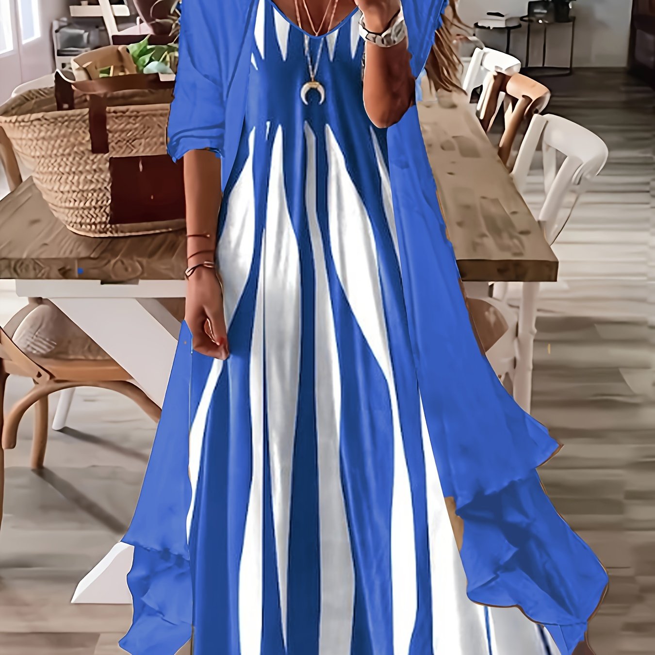 Vintage Floral Printed Short Sleeve Dress with Pleats and Fake Two-Piece Design