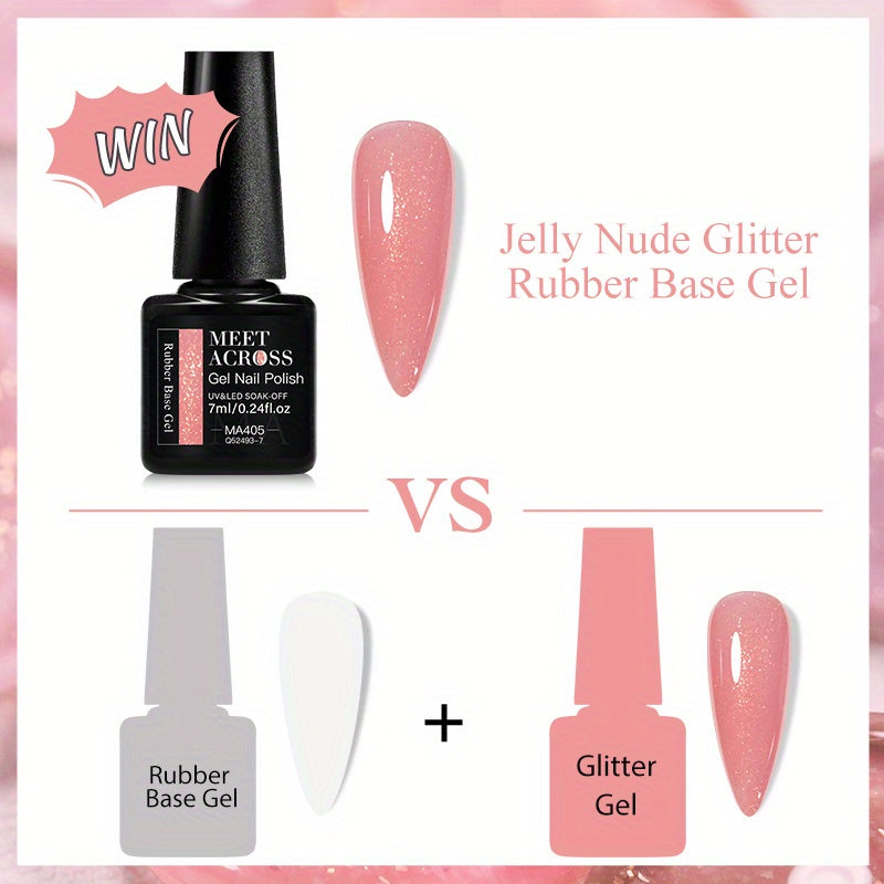 7ml Shimmering Nude Glitter Gel Nail Polish UV LED Soak Off Unscented