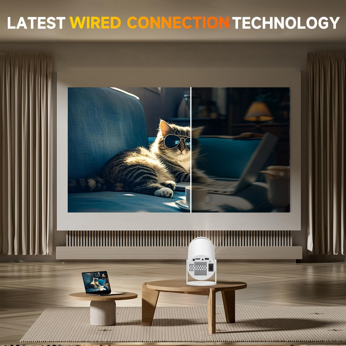 Mini Projector 4K Ultra Bright Portable with 180° Stand Home Office Party