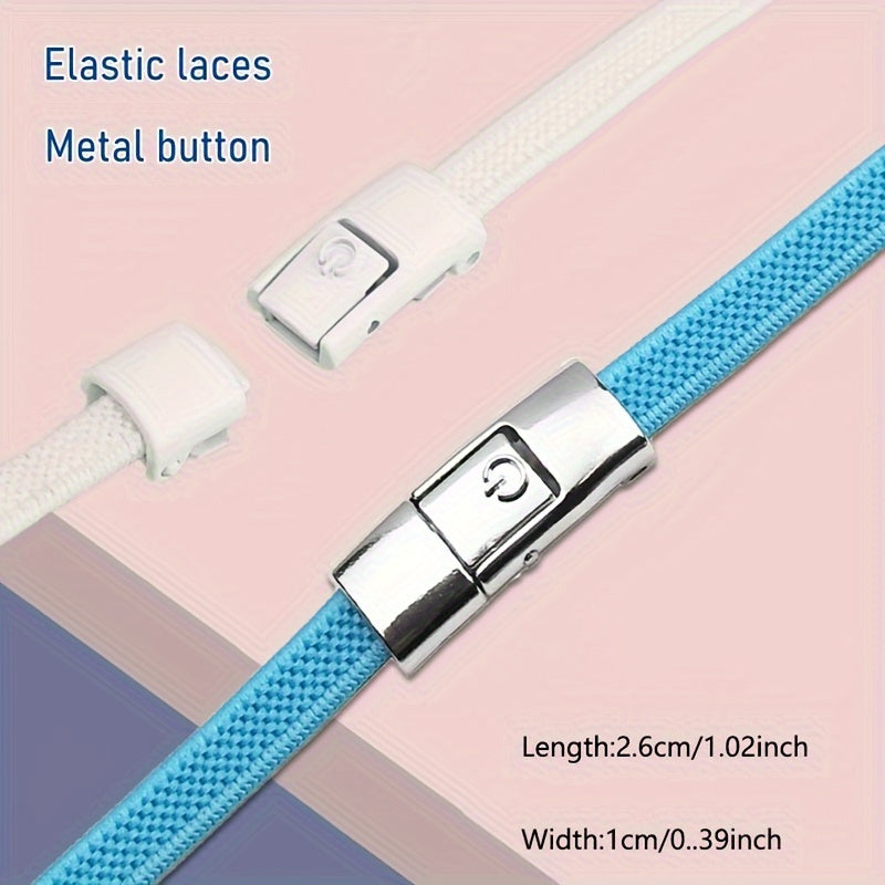 Unisex Elastic No-Tie Shoelaces Lazy Metal Lock Laces for Sports and Casual