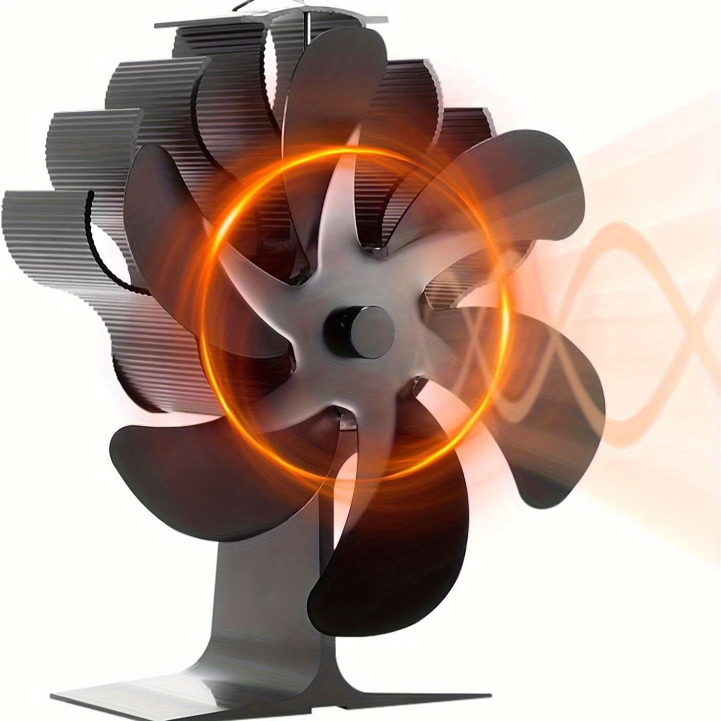 Quiet 6-Blade Stove Fan for Wood Burning Fireplaces Heat Powered