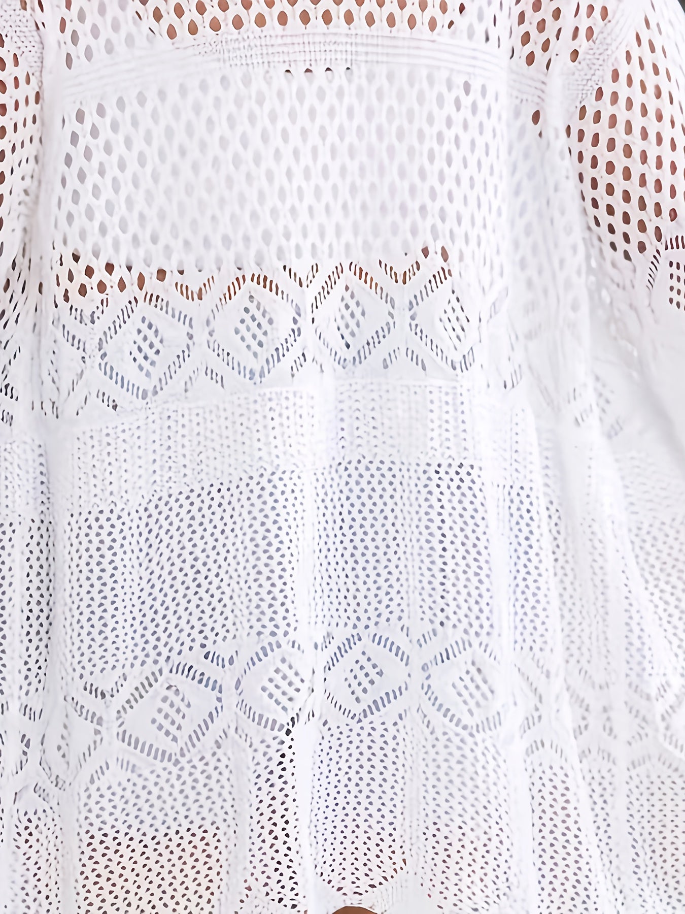 Cárdigan de encaje para mujer con escote en V y manga larga, cobertura de playa, talla grande