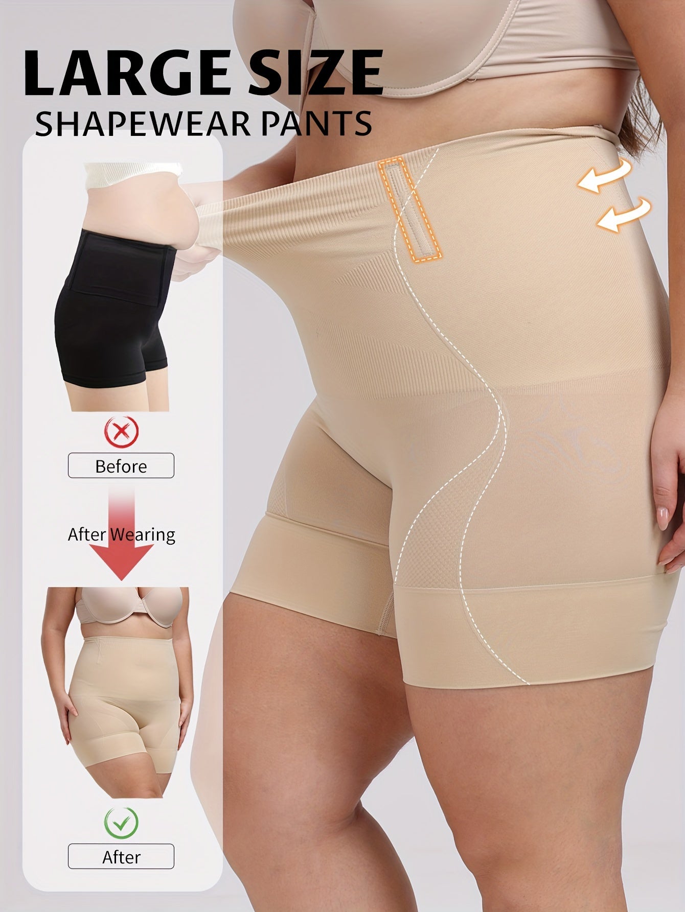 Women's Plus Size Seamless Shapewear Panties Tummy Control Butt Lift Nylon Spandex