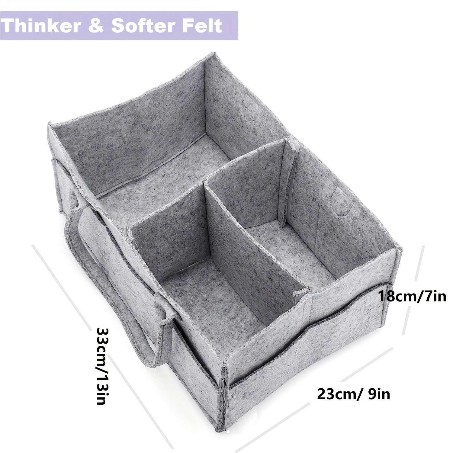 Light Gray Felt Diaper Wipes and Changing Items Storage Bag with Handles