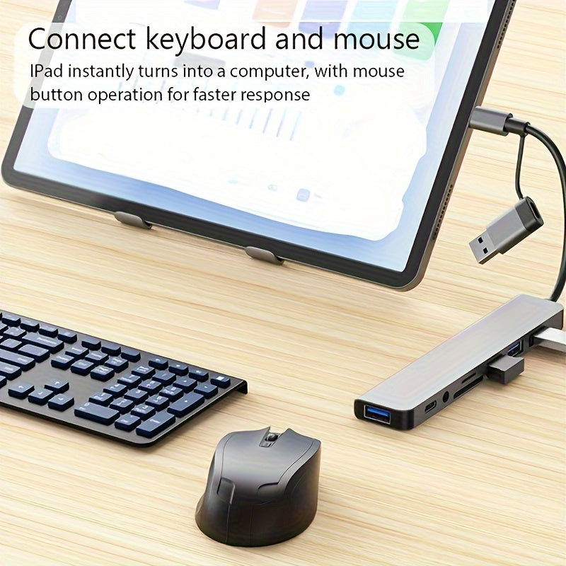 8-port USB 3.0 Type-C hubi, audio mikrofon va Micro SD karta o'quvchi bilan, noutbuklar va MacBook Pro uchun