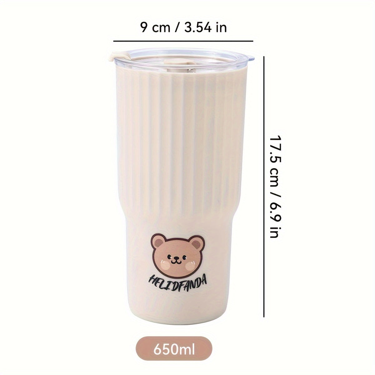 650ml Plastic Water Bottle for Kids and Adults Leak-Proof Portable Cute Bear Design