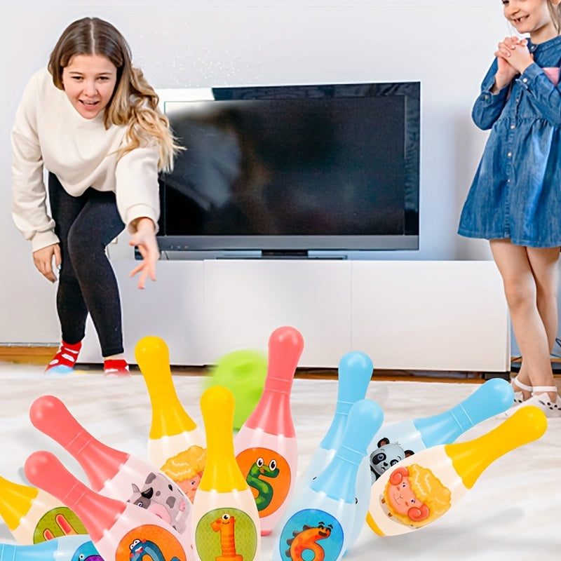 8-chiqishli bolalar uchun bowling o'yinchoq to'plami, ichki va tashqi o'yinlar uchun, ko'k va rang-barang