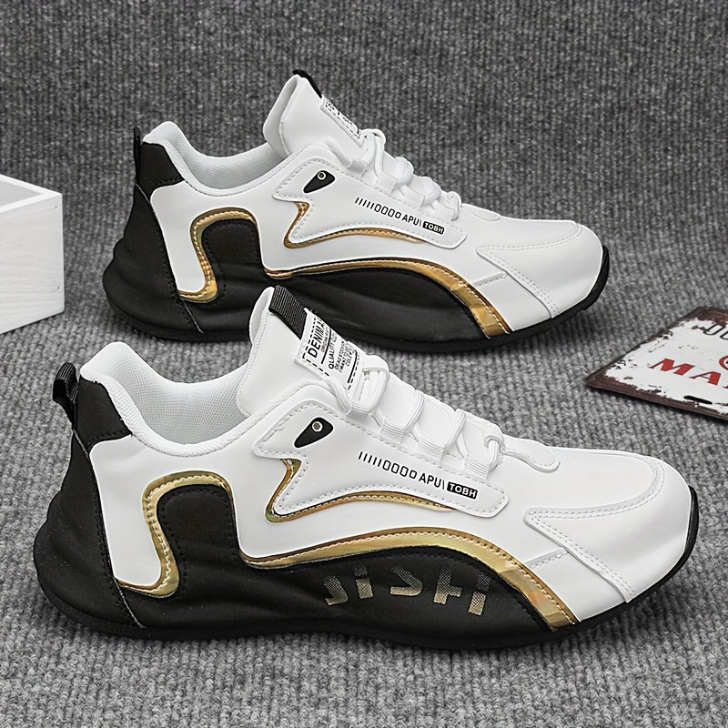 Men and Women Solid Color Low Top Sneakers with Thick Sole and Lace-Up Closure