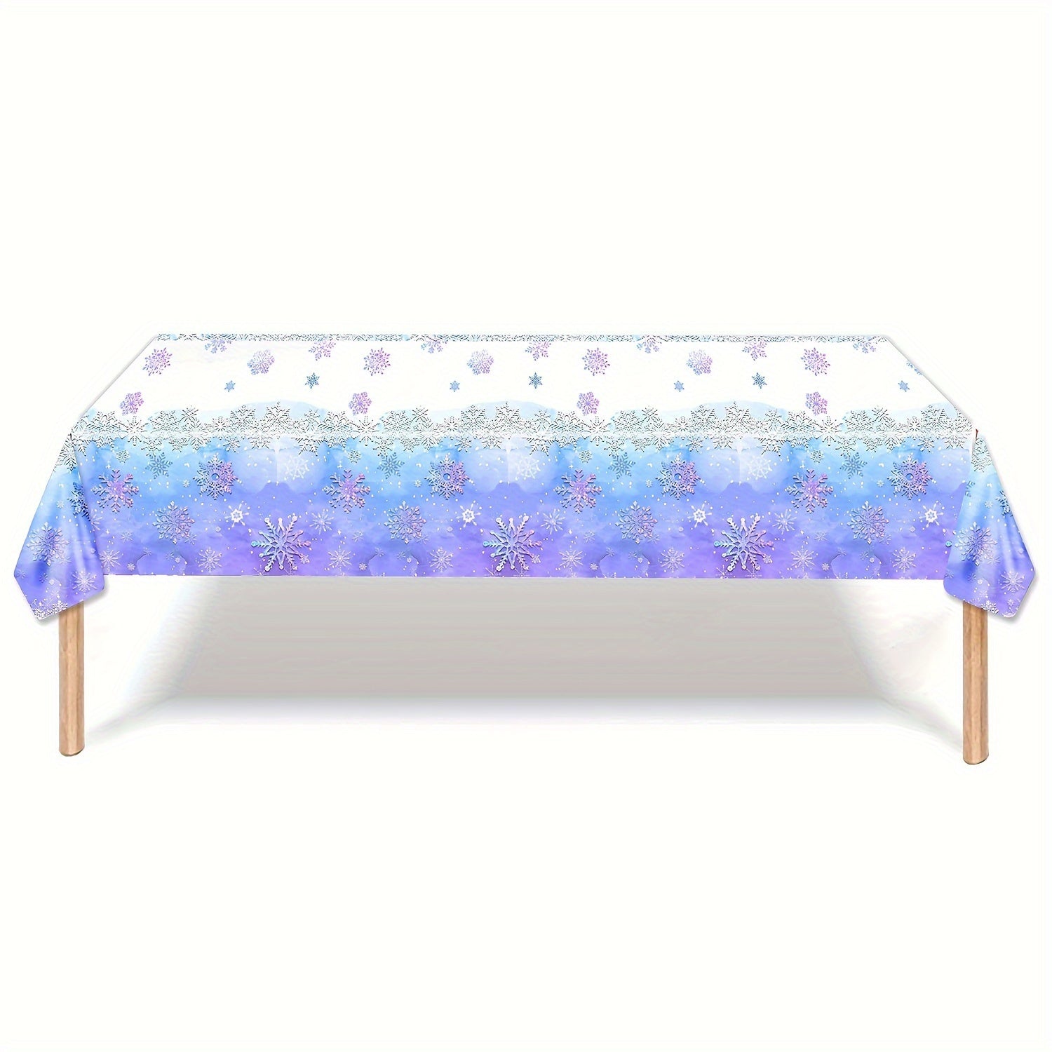Blue and Purple Snowflake Tablecloth 107.95x179.83cm for Dinosaur Birthday Parties