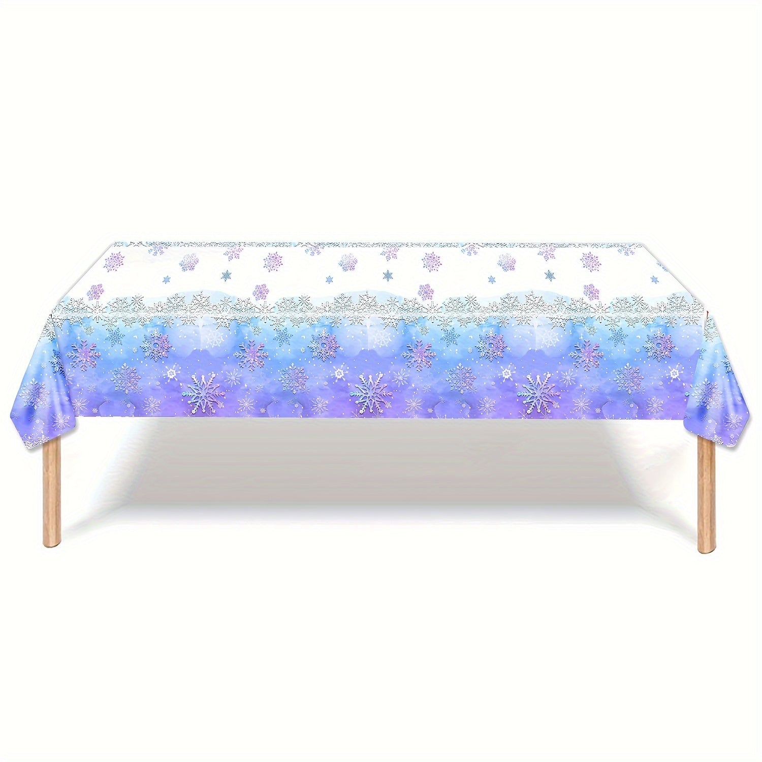 Blue and Purple Snowflake Tablecloth 107.95x179.83cm for Dinosaur Birthday Parties