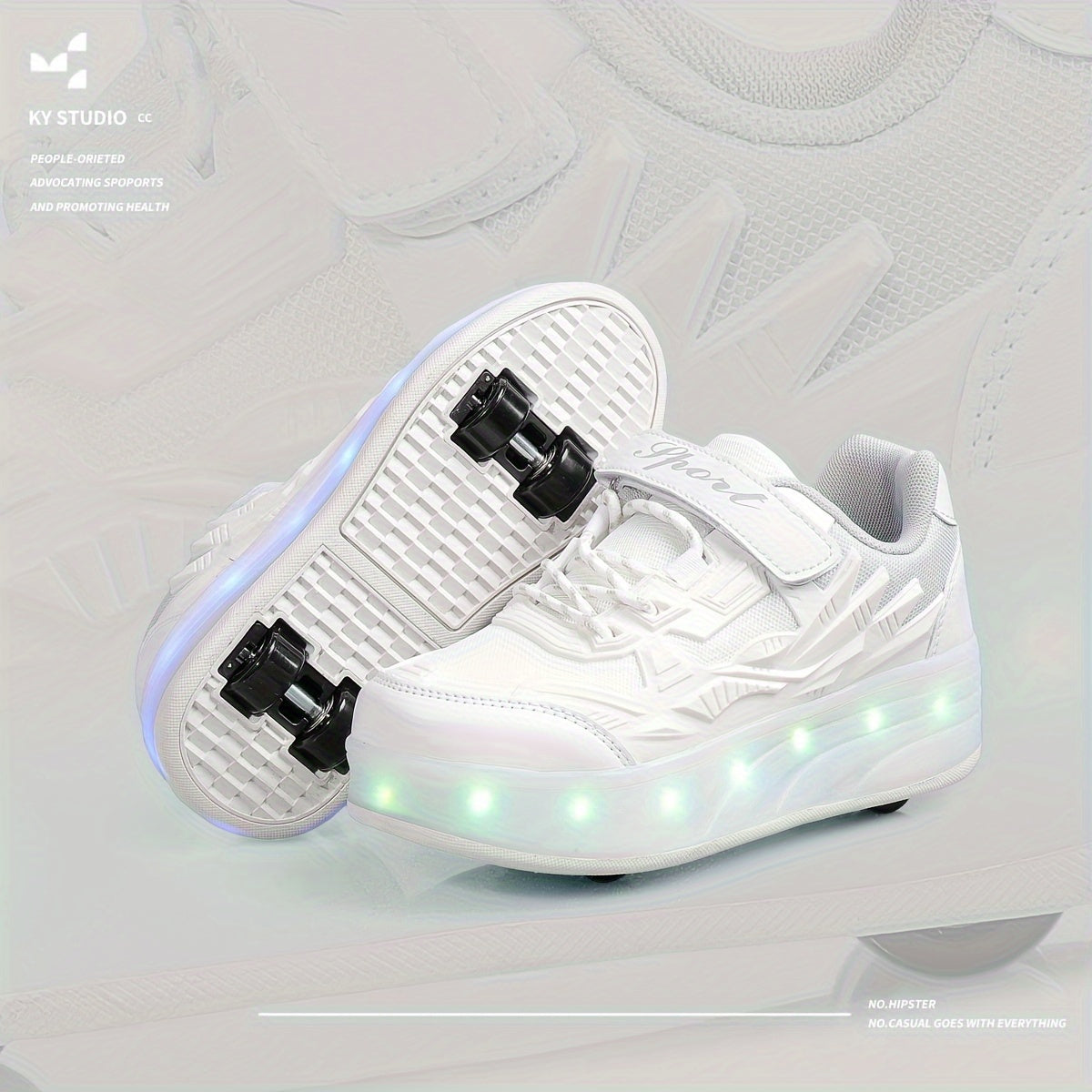Girls Low Top LED Roller Shoes Lightweight Breathable All-Season Indoor Outdoor