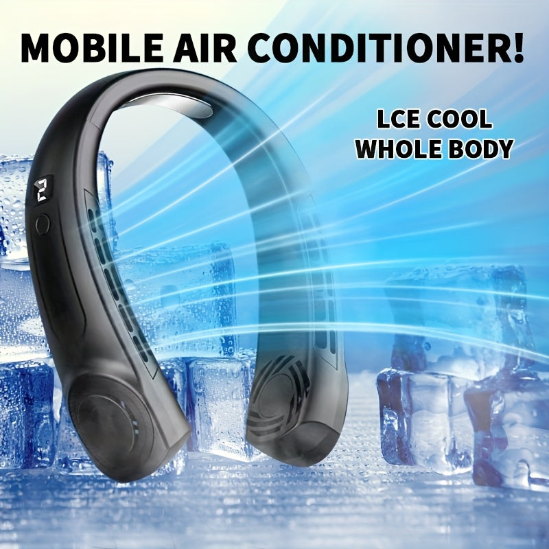 2025 Mini Neck Fan Bladeless USB Rechargeable Portable Cooling for Sports Camping Travel