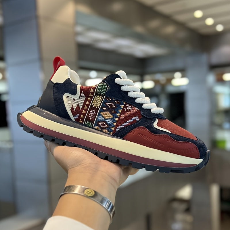 Vibrant Embroidered Sneakers for Men and Women Breathable Fabric Upper Rubber Sole All-Season Casual Sports Shoes