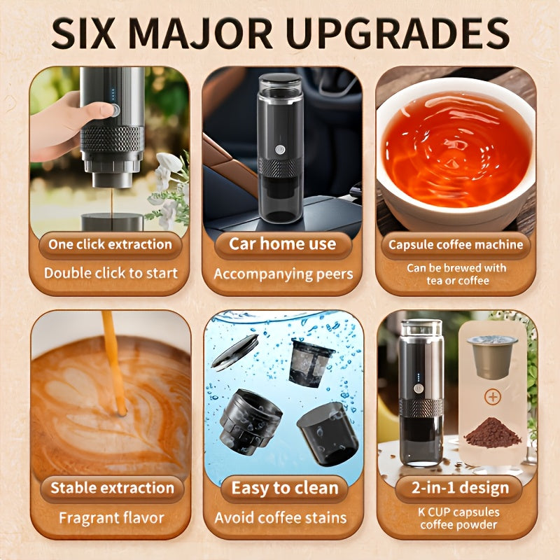 Portable Electric Espresso Maker for Travel and Home USB Charging Compact Coffee Brewer
