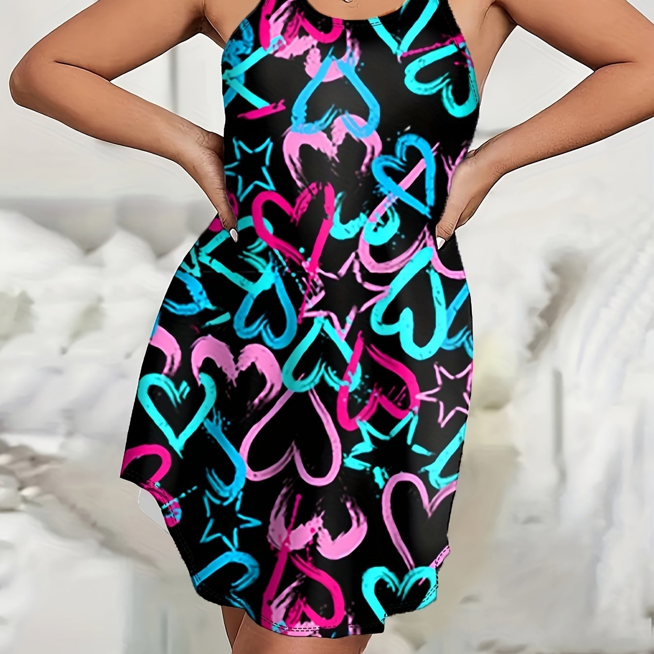 Women's Plus Size Night Dress Polyester Knit All-Season Comfortable Lounge Wear