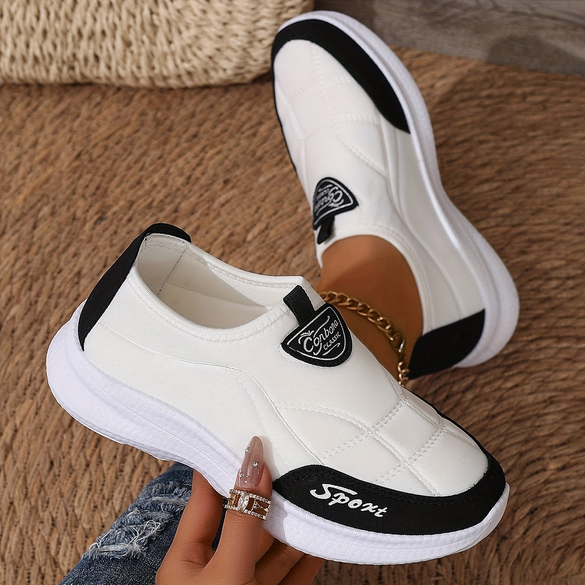 Ayollar uchun kundalik slip-on sport poyabzali, engil yugurish poyabzali, barcha mavsumlar uchun
