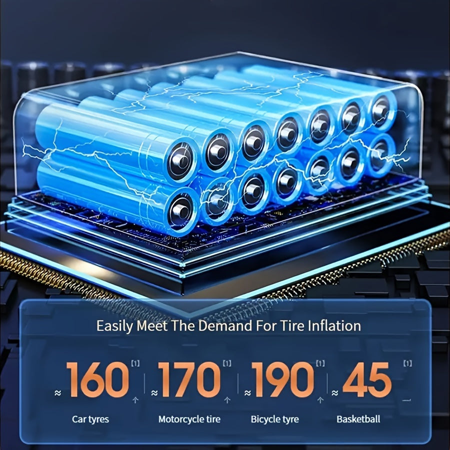 Wireless Portable Air Compressor Inflator with LED Light for Cars Motorcycles Bicycles