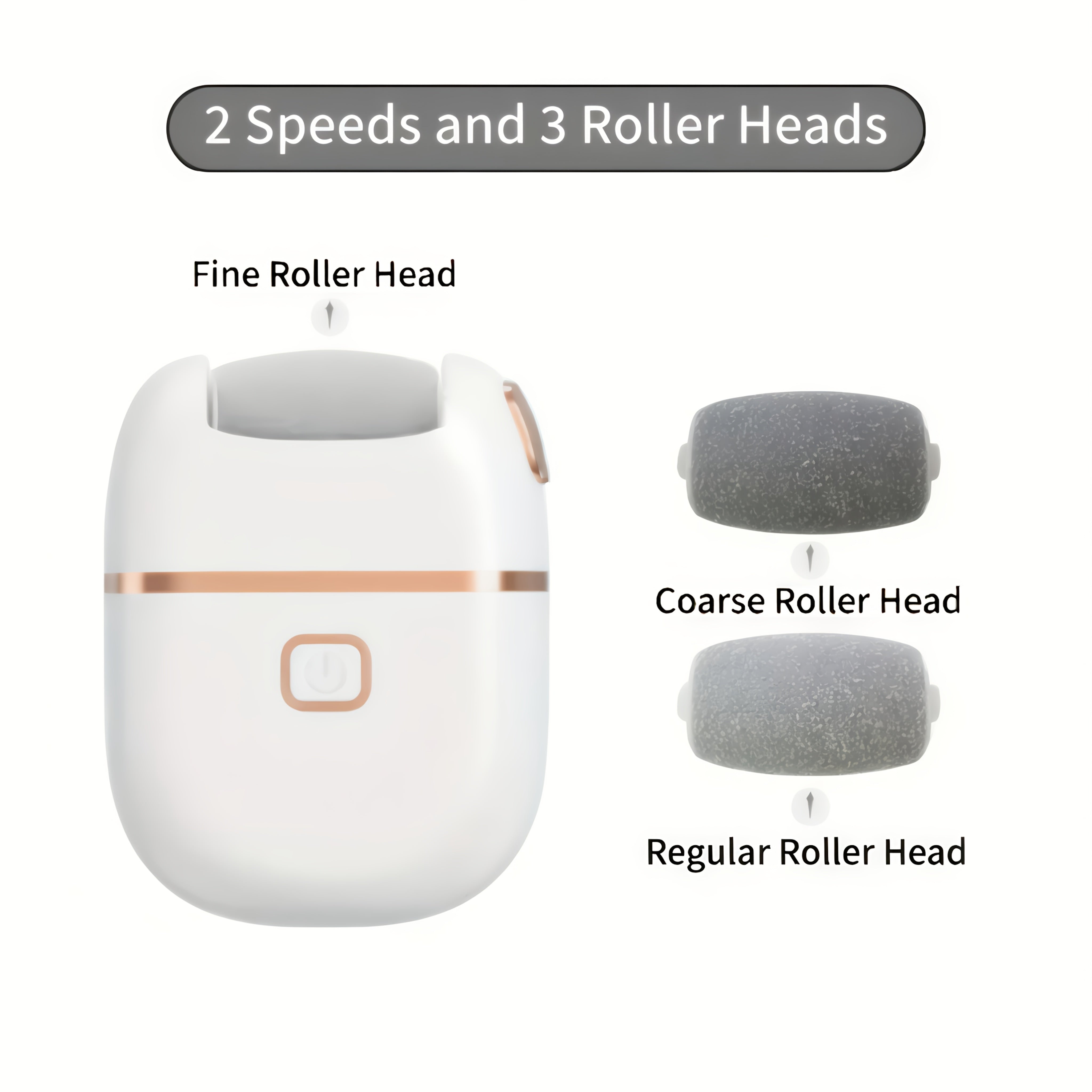 Foot Scrubber with Three Grinding Heads Two Speeds Rechargeable USB Powered Foot Care Device