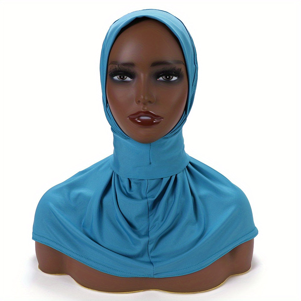 Solid Color Hijab for Women with Elastic Back and Snap Closure