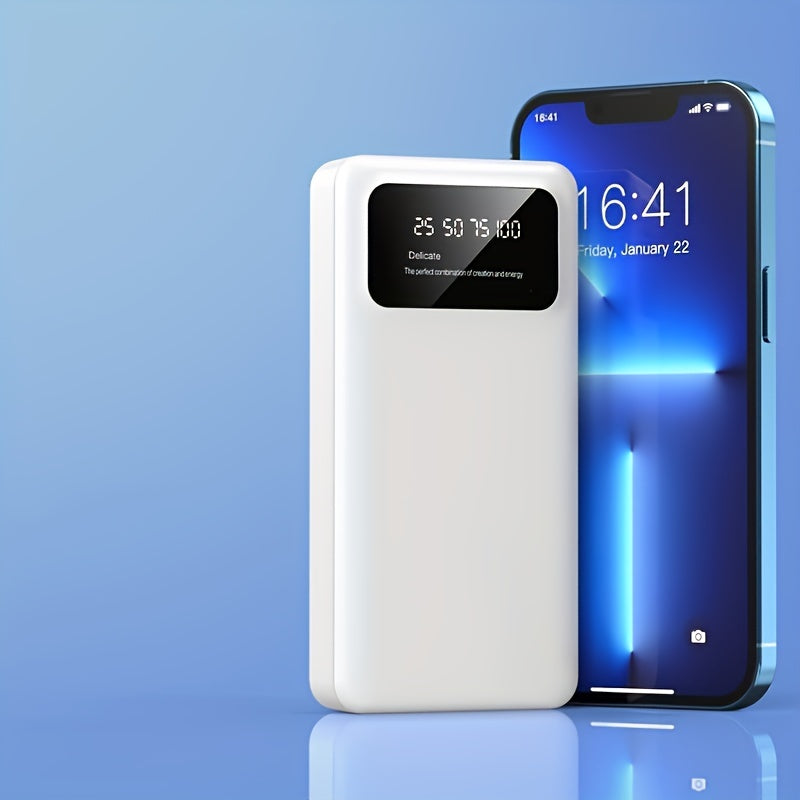 10000/20000 mAh yuqori quvvatli portativ zaryadlovchi, 5V2.1A chiqish bilan, Android/iPhone qurilmalari bilan mos keladi, LED va raqamli ko'rsatkichga ega, xavfsizlik uchun polimer litiy batareyasi bilan.