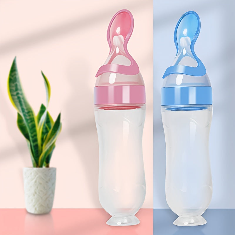 Baby Food Feeder Set with Silicone Bottles Spoons Suction and Rice Paste Spoon