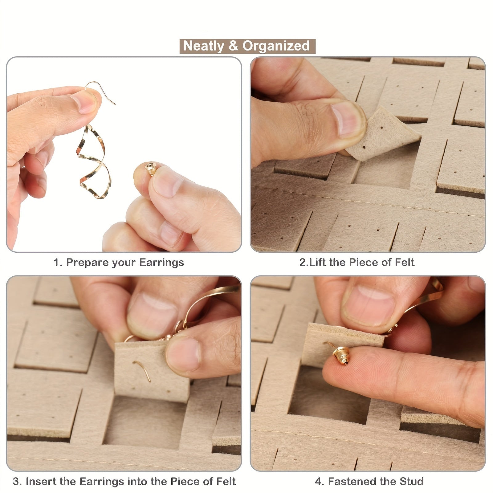 Стойка для хранения и展示 ювелирных изделий с сетками, органайзер для серег, фетровый держатель для ювелирных изделий, экономящий пространство органайзер для спальни, стола, комода, дома, общежития