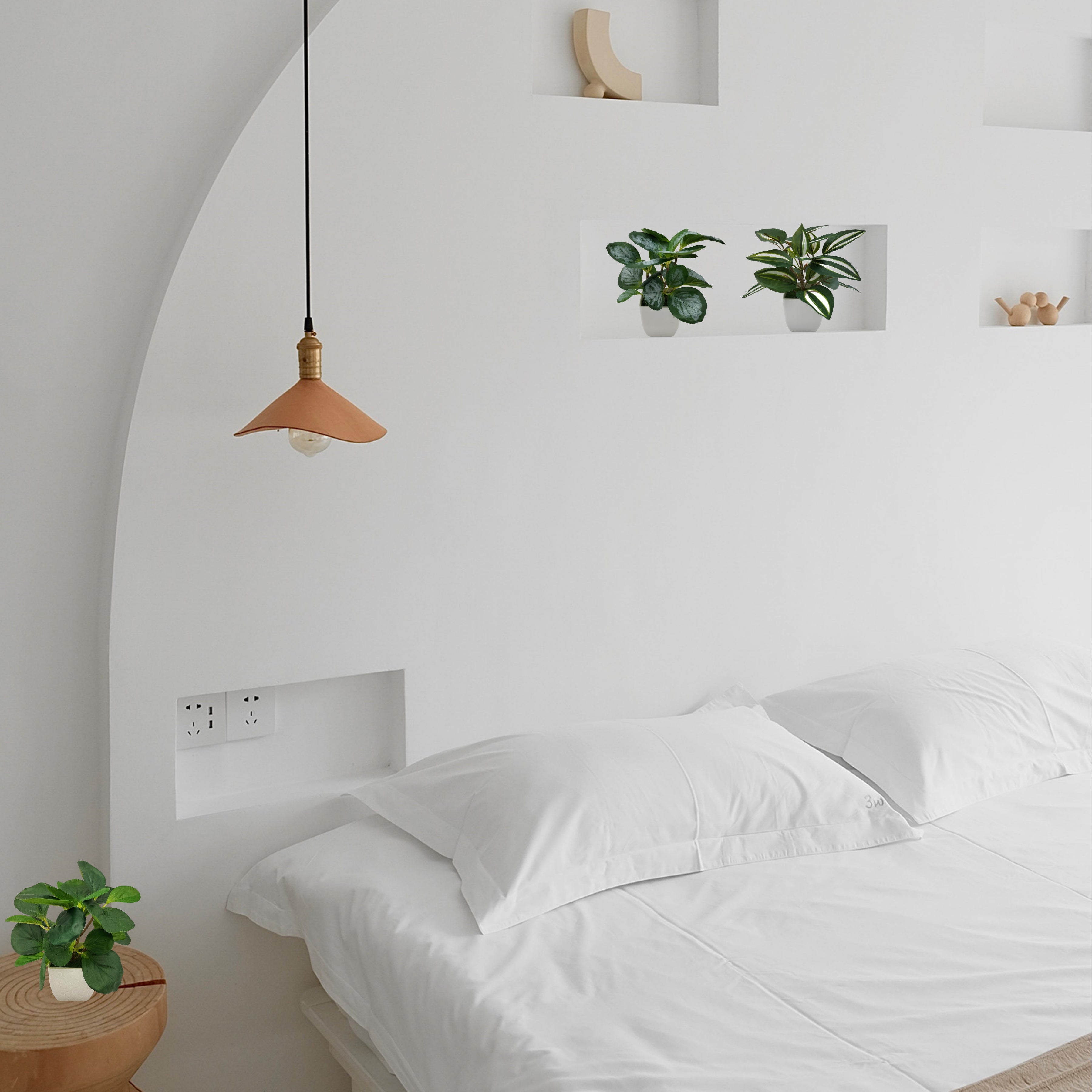 Set of 4 Small Artificial Eucalyptus Plants in White Planters for Indoor Decor