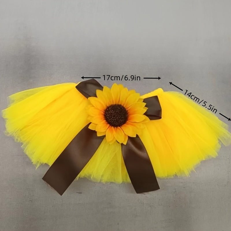 Baby Photography Outfit Set with Sunflower Tutu Skirt and Flower Headband for Photoshoots and Parties