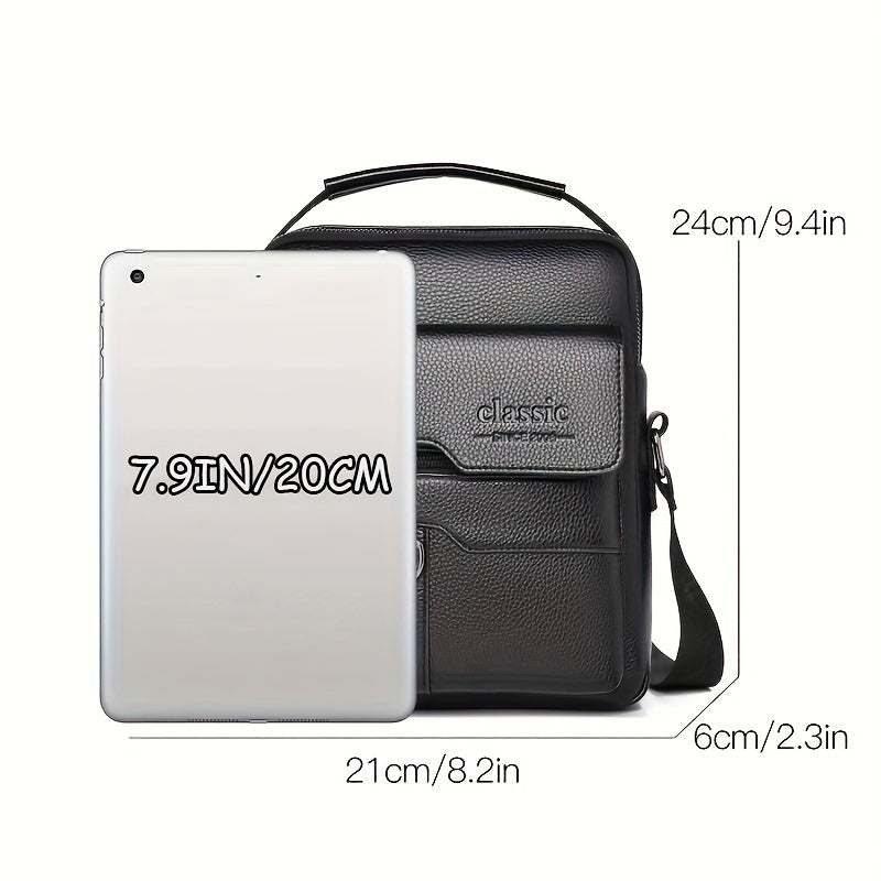 Men's Vintage Black Crossbody Bag Waterproof Large Capacity Casual Organizer