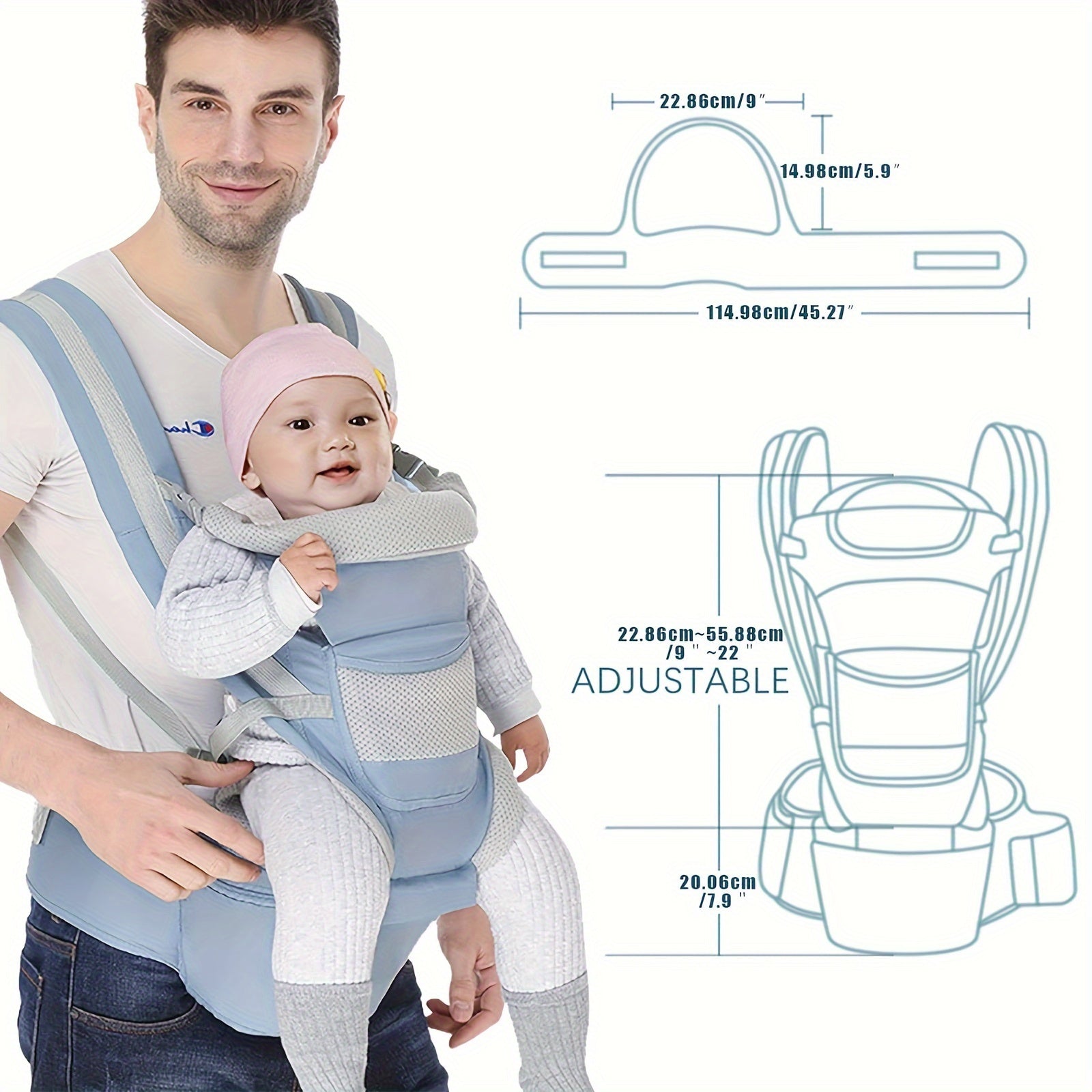Baby Carrier with Hip Seat 6-in-1 Ergonomic Design for Infants and Toddlers