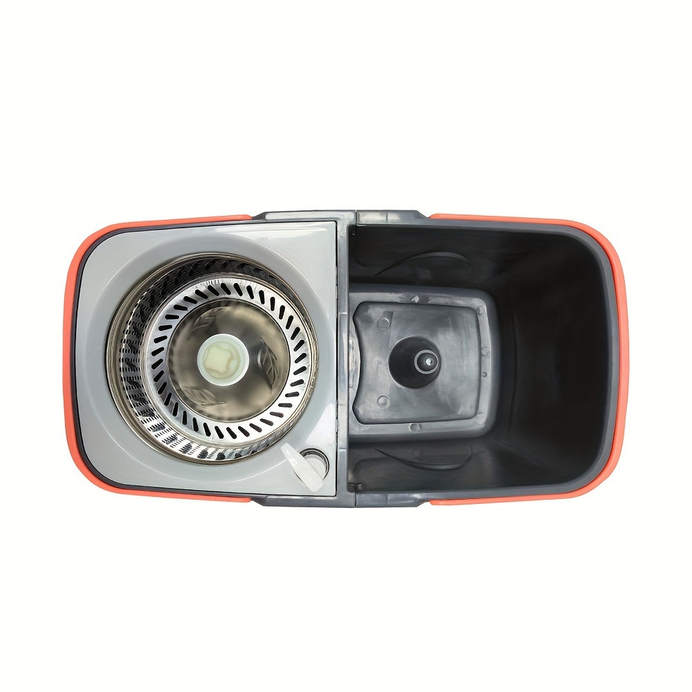 Spin Mop and Bucket System with Stainless Steel, Hands-Free Washing, Dual Chamber for Floors