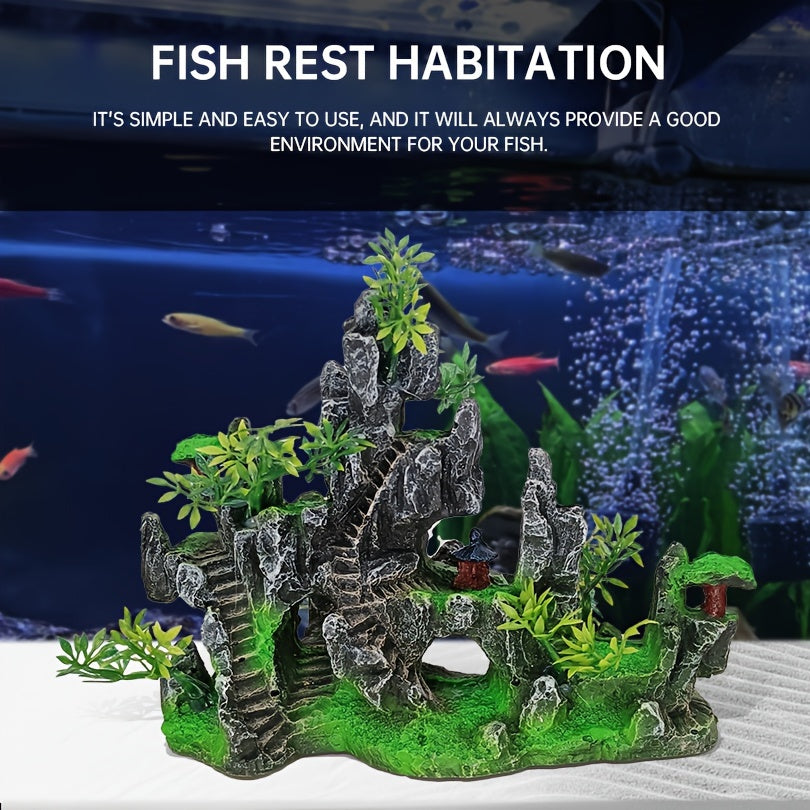 Resin Aquarium Rockery Decor Double-Sided Landscape for Fish Tanks