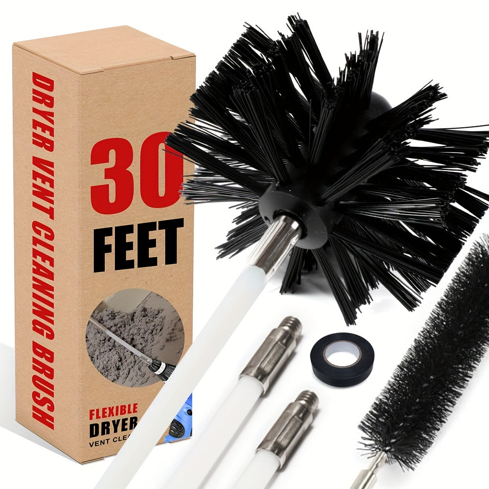 Dryer Vent Cleaning Brush Kit 26-Piece Flexible Rods Extend Up to 9.14 Meters