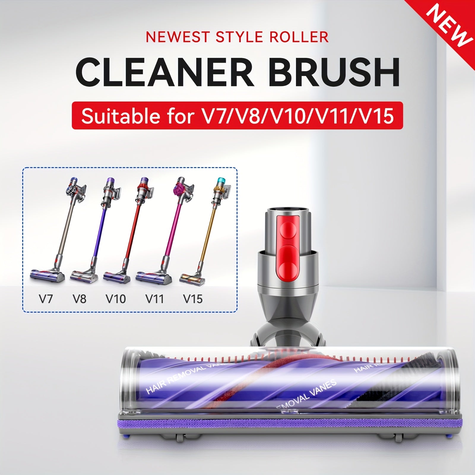 Kabelsiz tayoq changyutgichlar uchun polni tozalash uchun choʻtkasi, chuqur tozalash uchun rulonli choʻtkasi