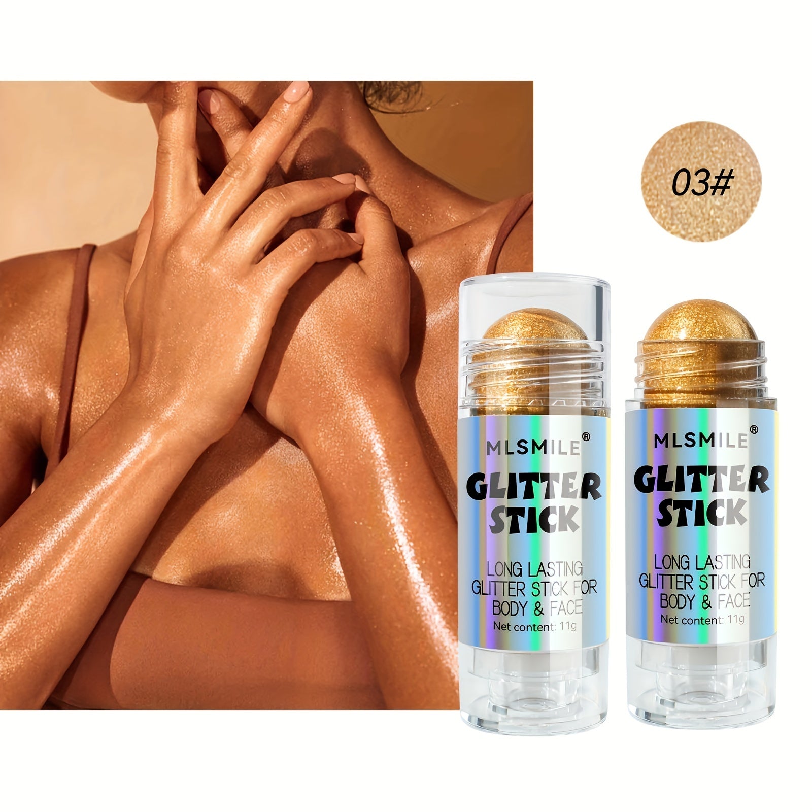 Unisex Body Highlight Stick Glitter Makeup Long-Lasting Shimmer