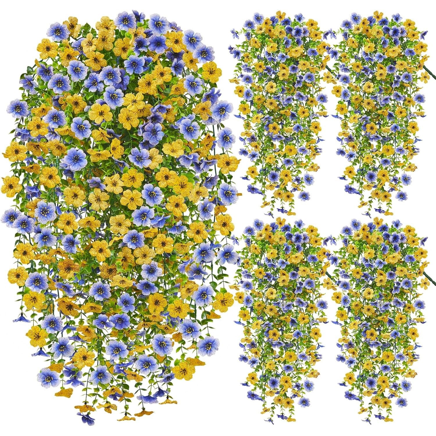 UV Resistant Artificial Daisy Flowers in Blue and Yellow for Outdoor Decor Ideal for Weddings and Celebrations