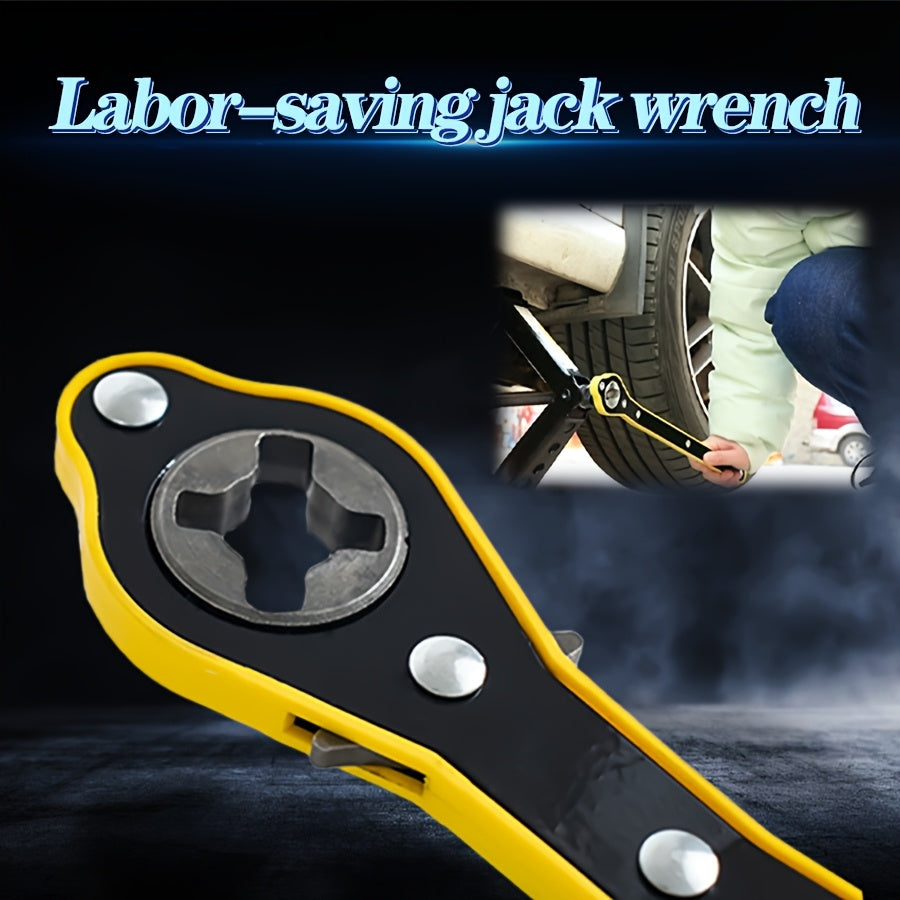 Жёлтый трещоточный ключ — удобный в использовании инструмент для ремонта автомобилей и мотоциклов, экономит усилия