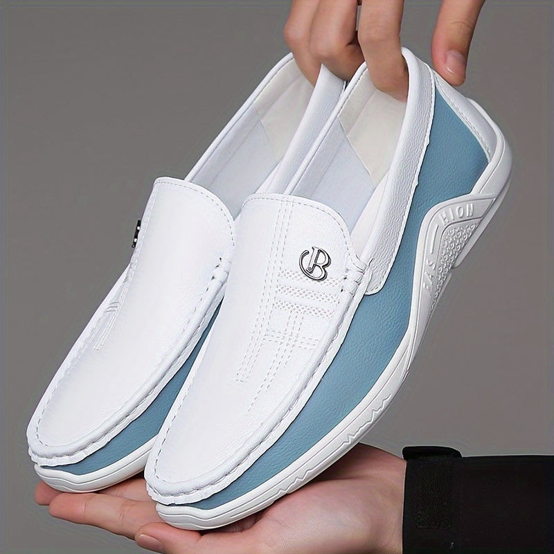 Men's Slip-On Loafers with Color Block Design Rubber Sole for Casual Business