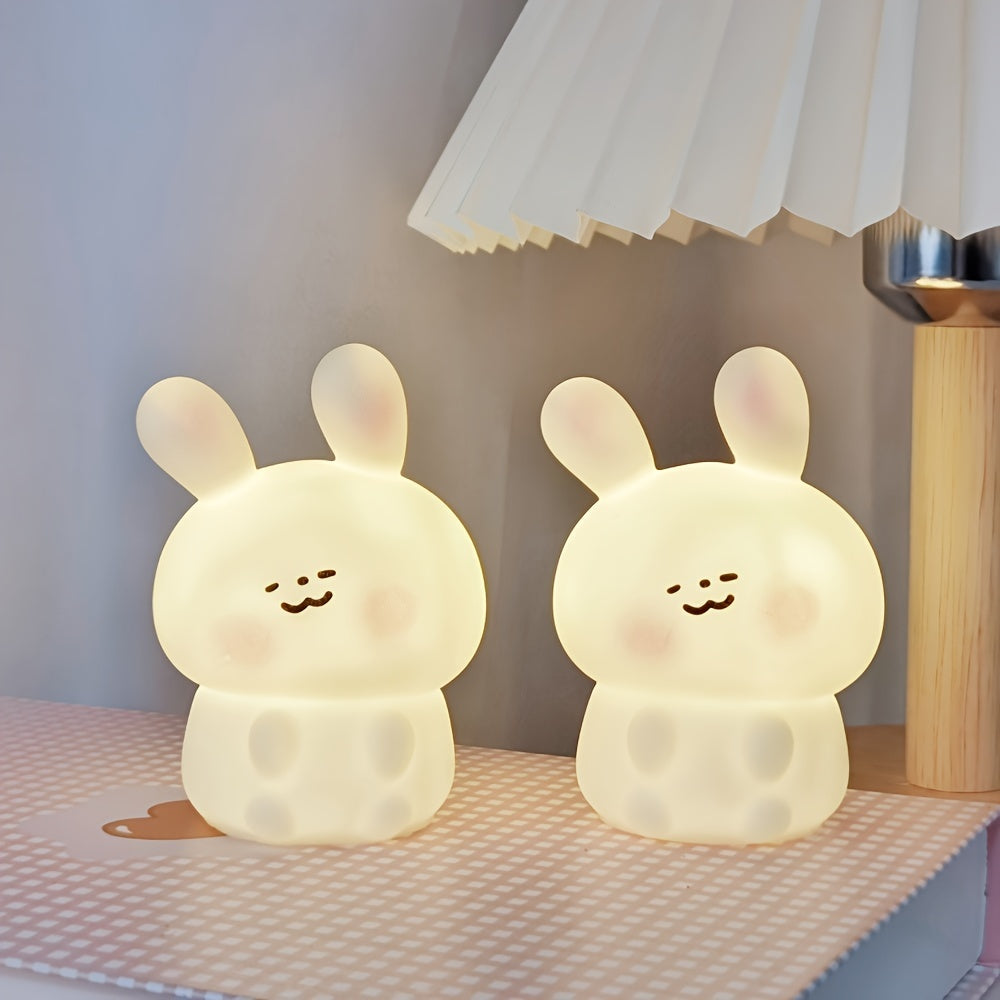 Figurita decorativa luminosa Blush Rabbit para escritorio, de PVC blanco, alimentada por batería
