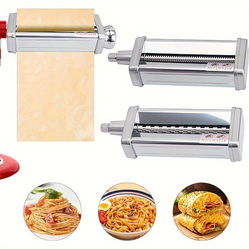 Stainless Steel Pasta Roller and Cutter Set for KitchenAid Stand Mixer